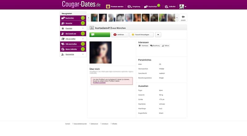Cougar-Dates das Profil